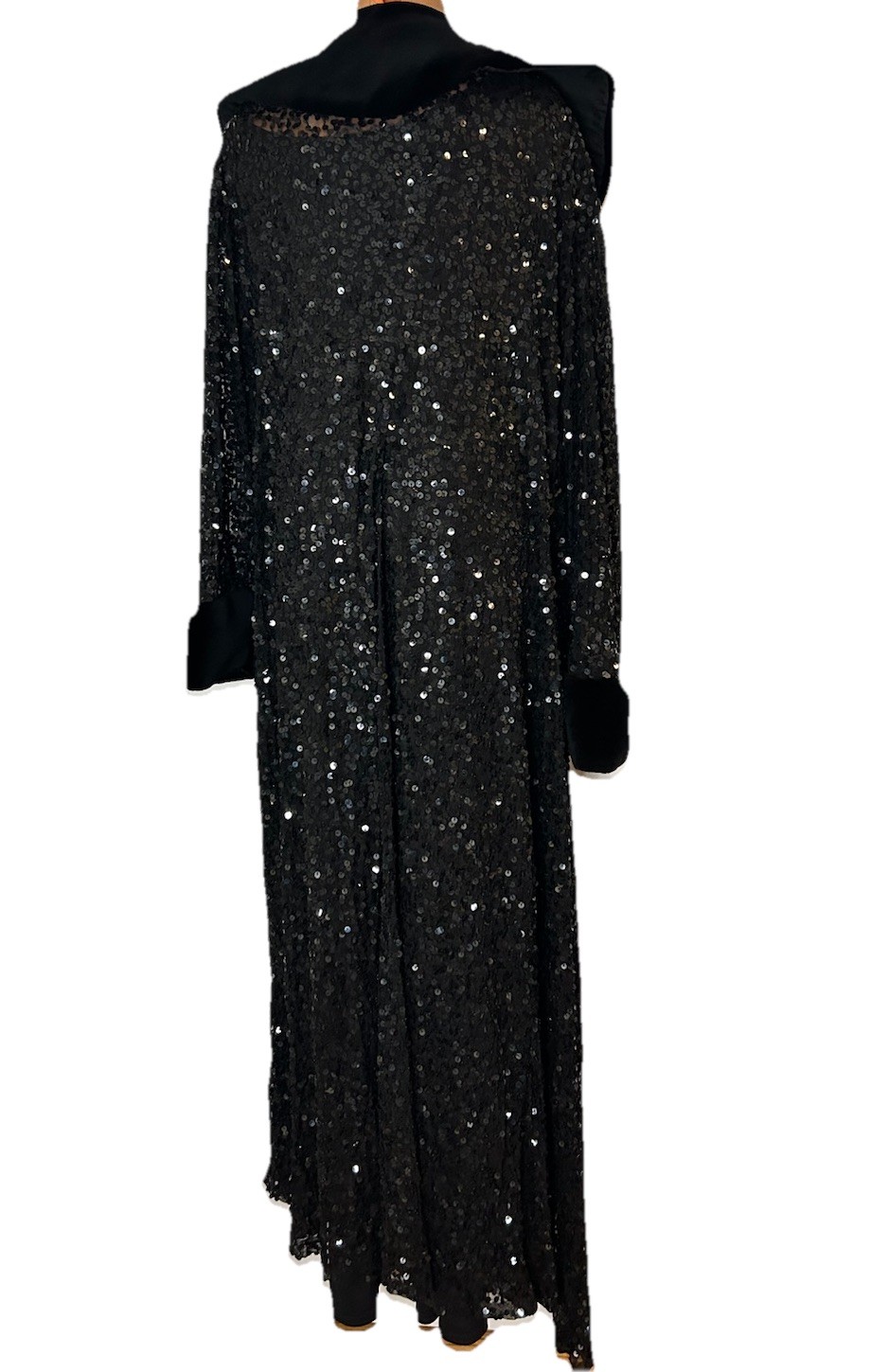 Vtg Y2K Marina Bresler Long Maxi Dress Black Sequin Evening Duster Coat XXXXL