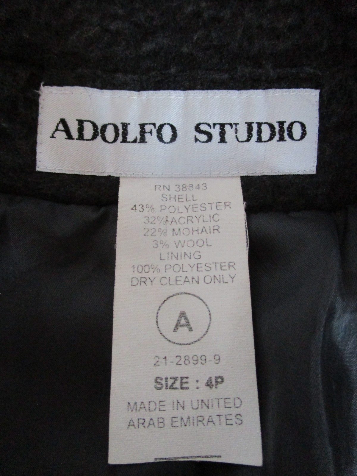 Adolfo Studio Petite Plush Cropped Wool Blend Lined Blazer Jacket Size 4P