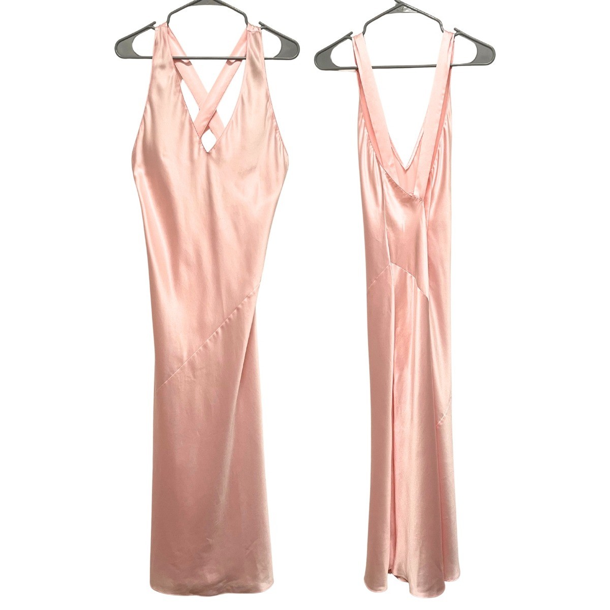 VTG Y2K Victoria’s Secret Collection Pink Maxi Criss Cross Back Slit Slip Dress