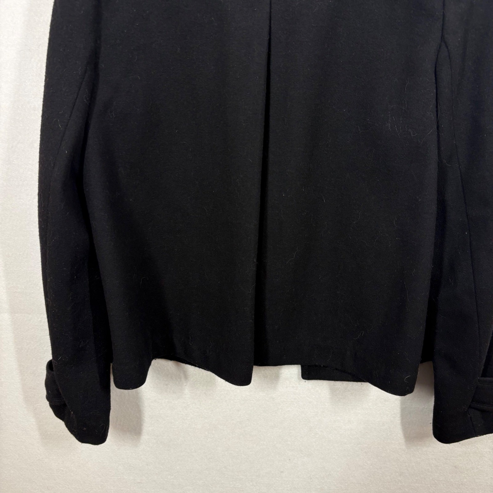 VTG Y2K Pea Coat Womens Medium Black Wool Double Breasted Classic Old Navy 2000s