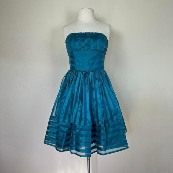 vintage Betsey Johnson y2k teal dress tulle mini prom dress party cocktail glam