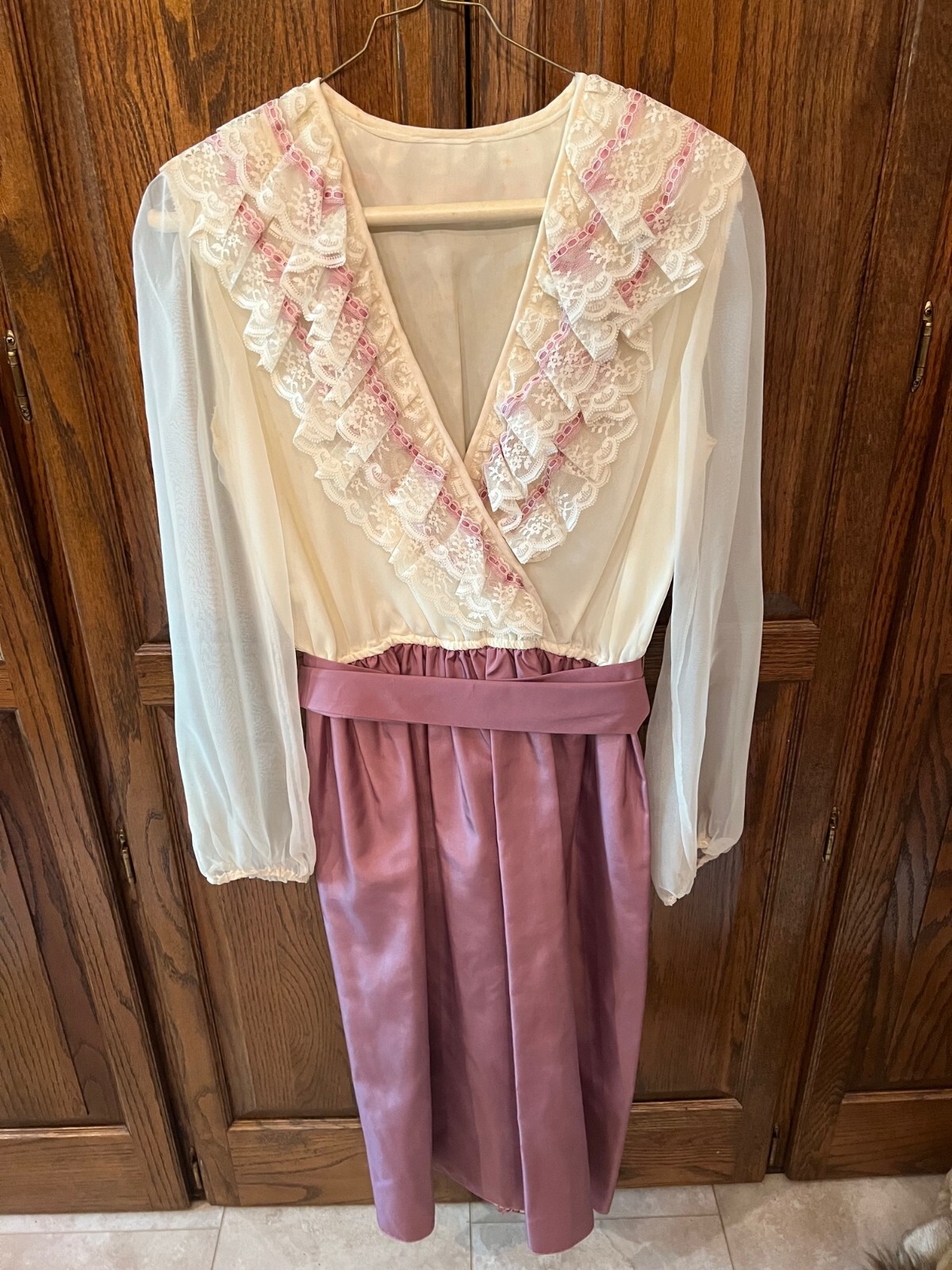 Vtg Norman Berg for Denise Fashions Wedding Mother of Bride Party 7/8 Lace Satin