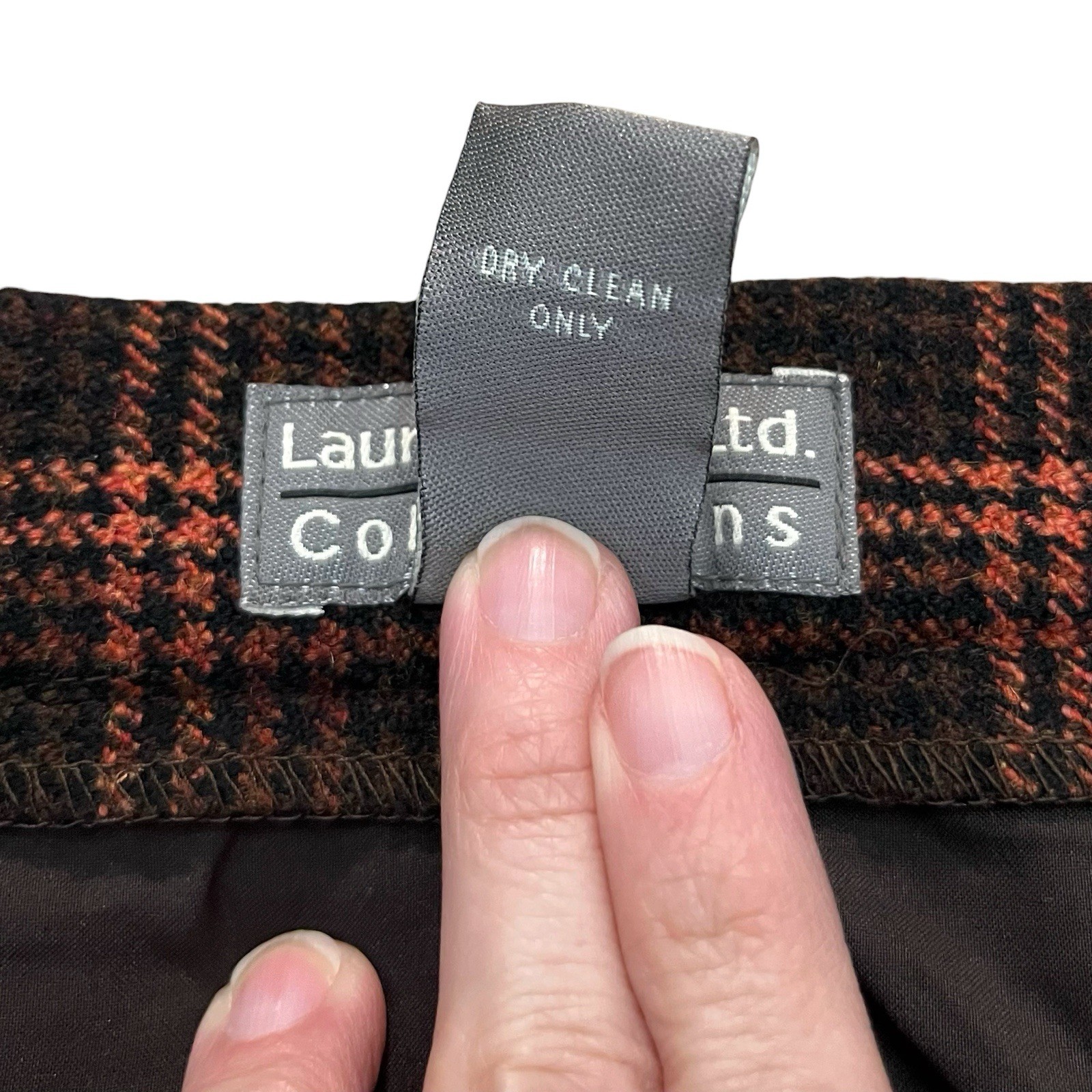 90s VTG Wool Plaid Maxi Skirt 10/12 Straight Brown Multi Fall Winter Academia