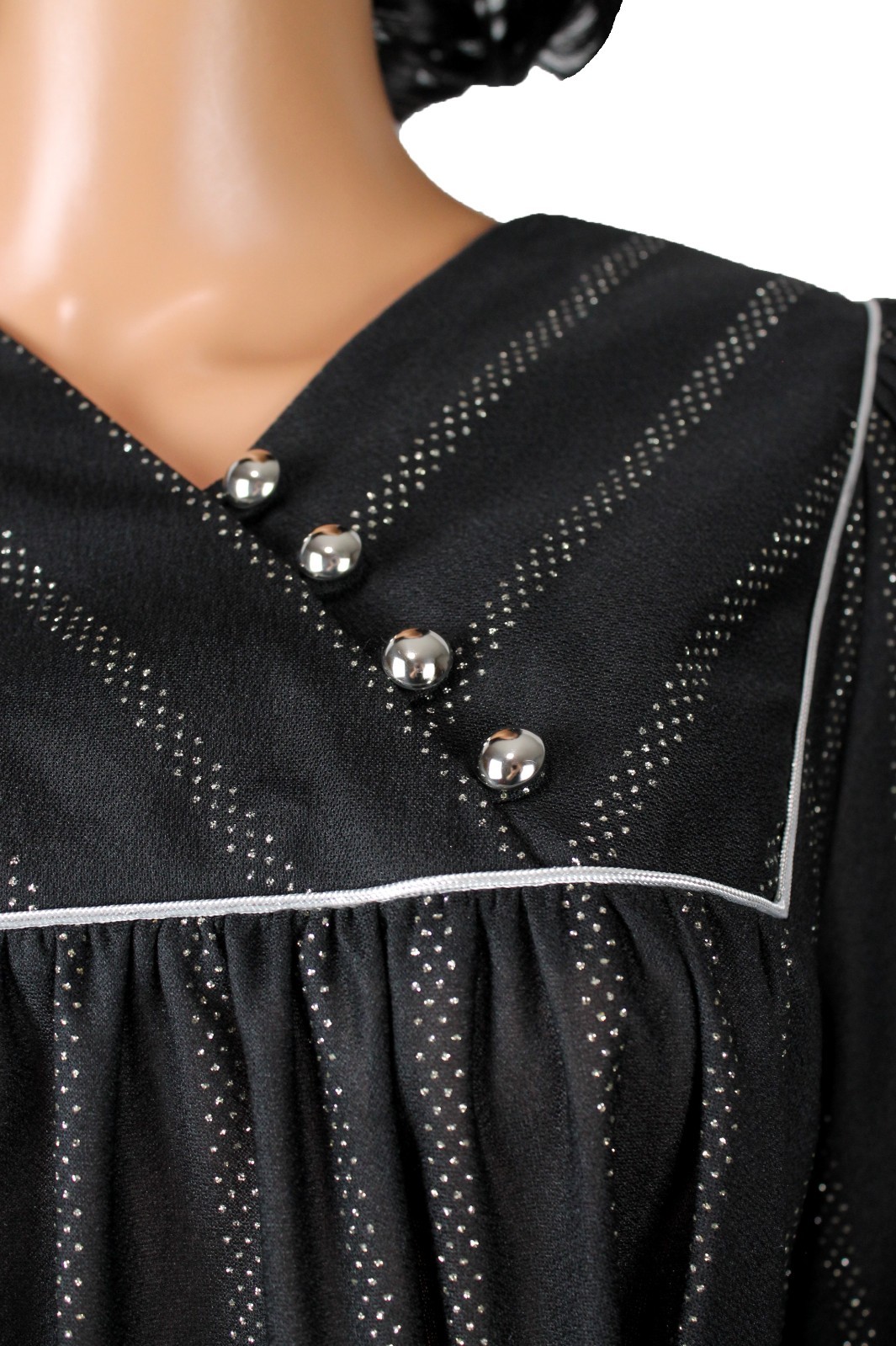 80s Cocktail Dress XL Black Stretchy Sparkly Silver Glitter Stripe Shift Tent