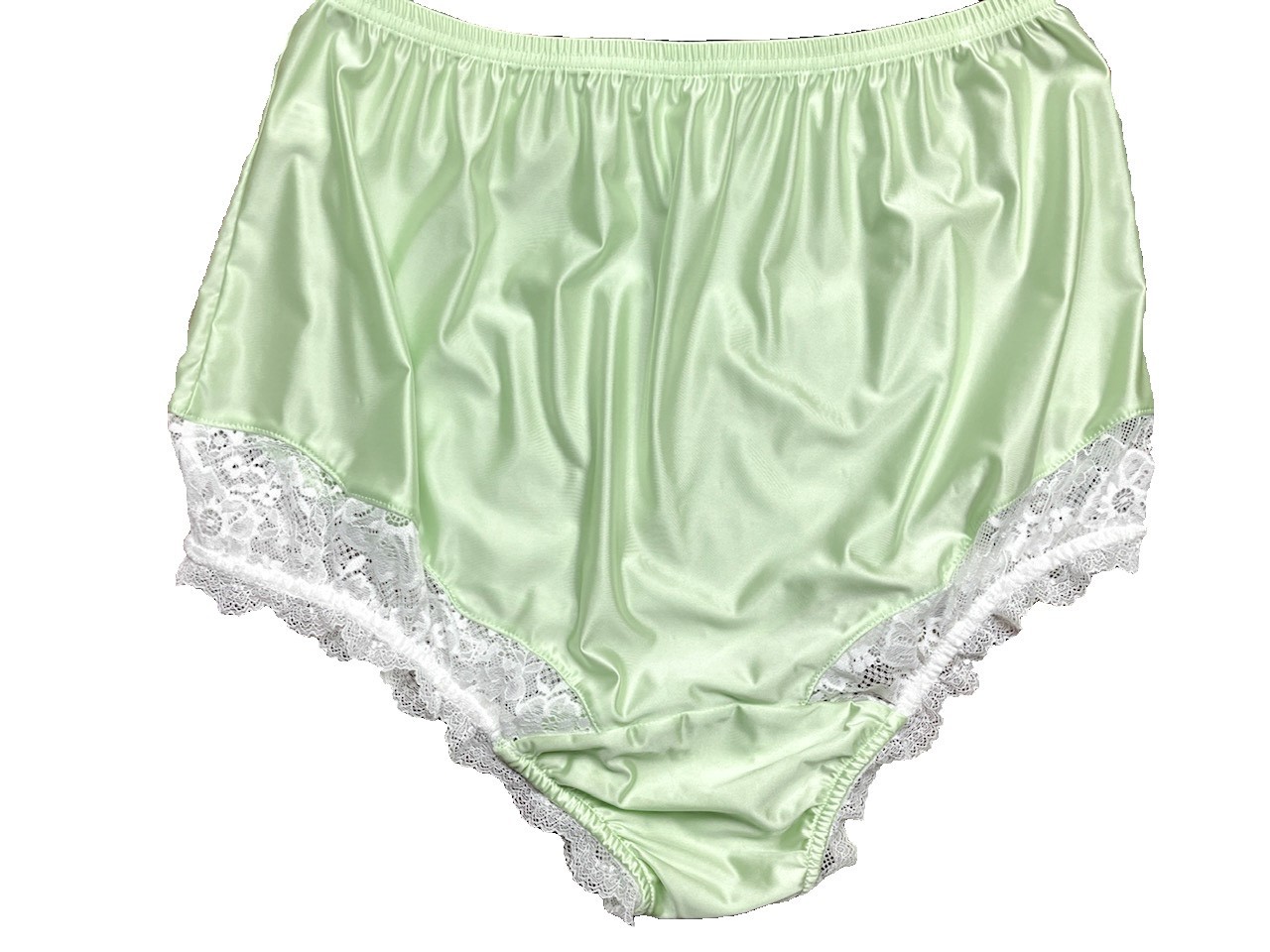2X 3X Mushroom Gusset Granny Panty Silky Nylon Satin Brief Sissy Vintage styl