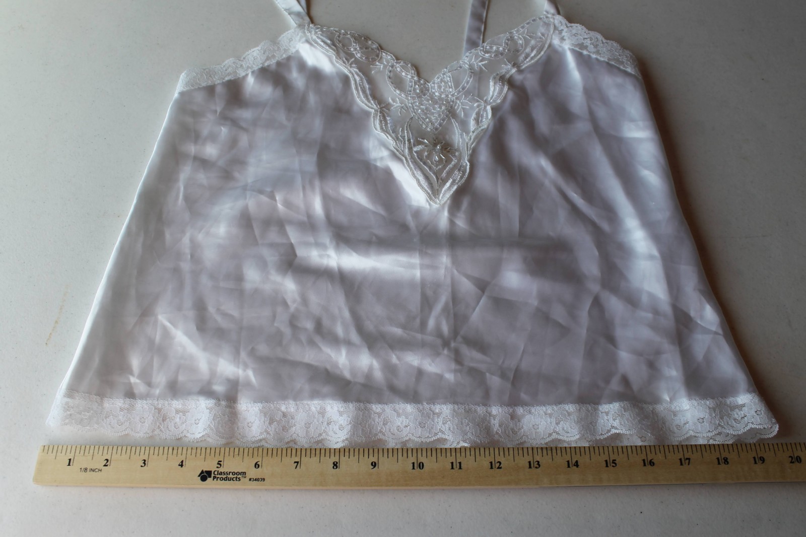 Vintage Body Chic Lingerie Set White Satin Lace Camisole Tap Shorts Bridal Med
