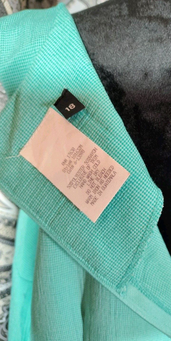 Miss Dorby Size 18 Vintage 2 Piece Aqua Dress
