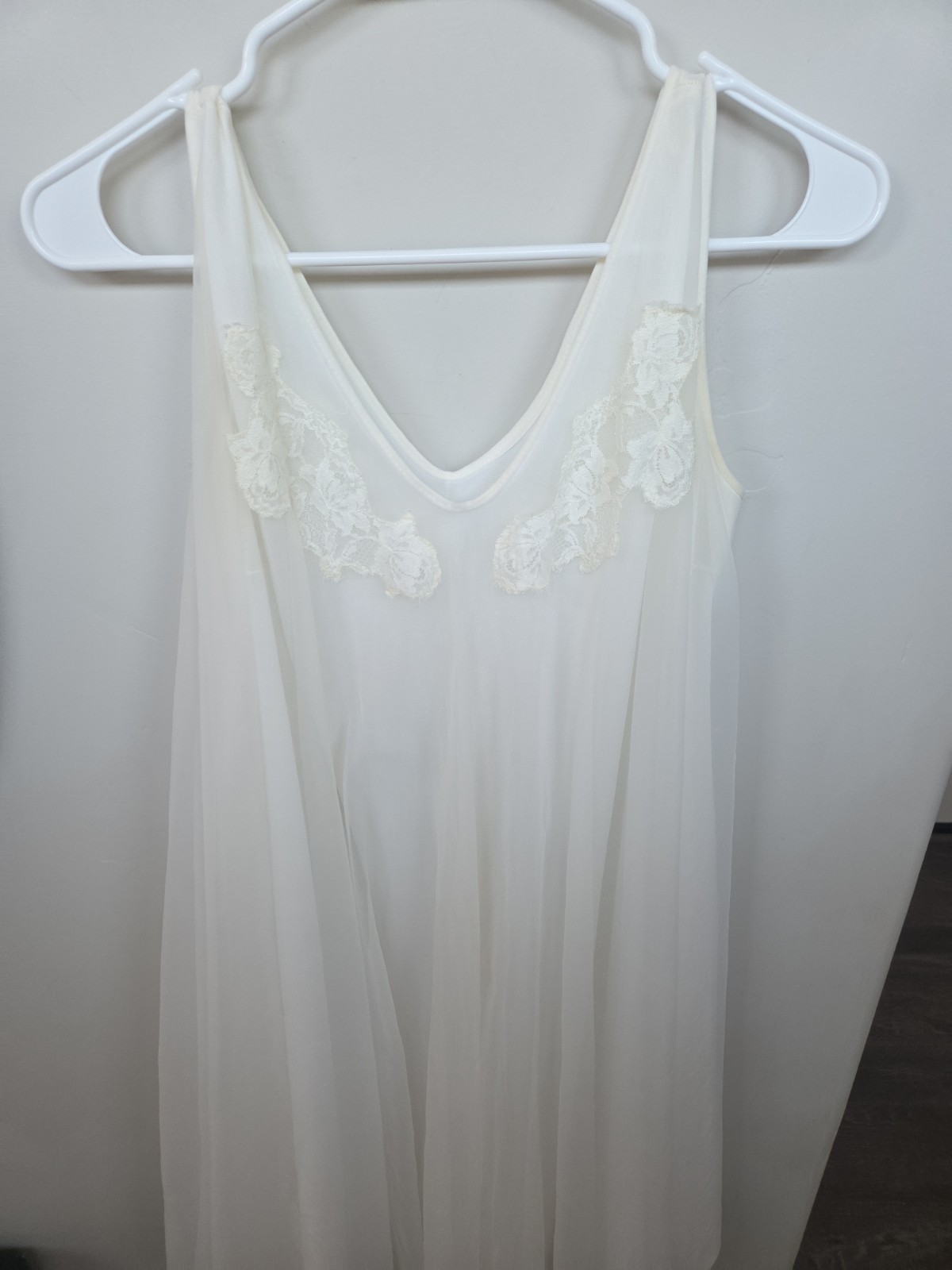 2pc Vintage LISETTE Nightgown PEIGNOIR Robe Set BABYDOLL Sheer CHIFFON Gown M