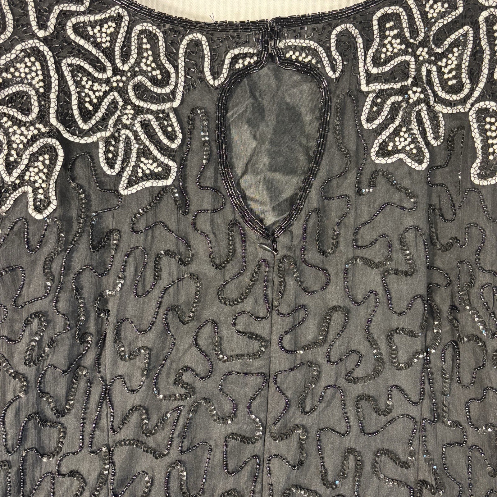 Roaman’s Women’s 2XL Black Beaded Long-Sleeve Dress with Beaded Neckline