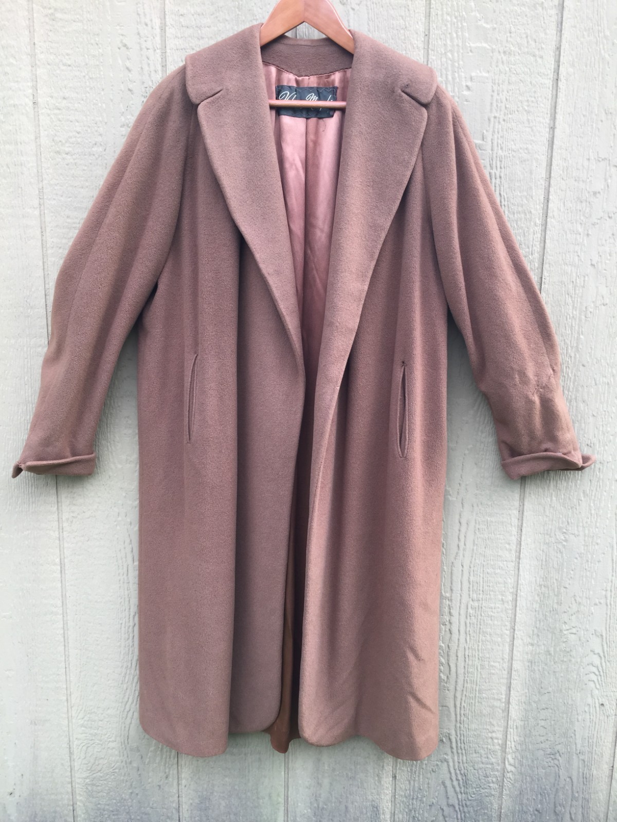Helen of Memphis Vintage 100% Cashmere XL Long Coat Buttonless Style Brown Lined