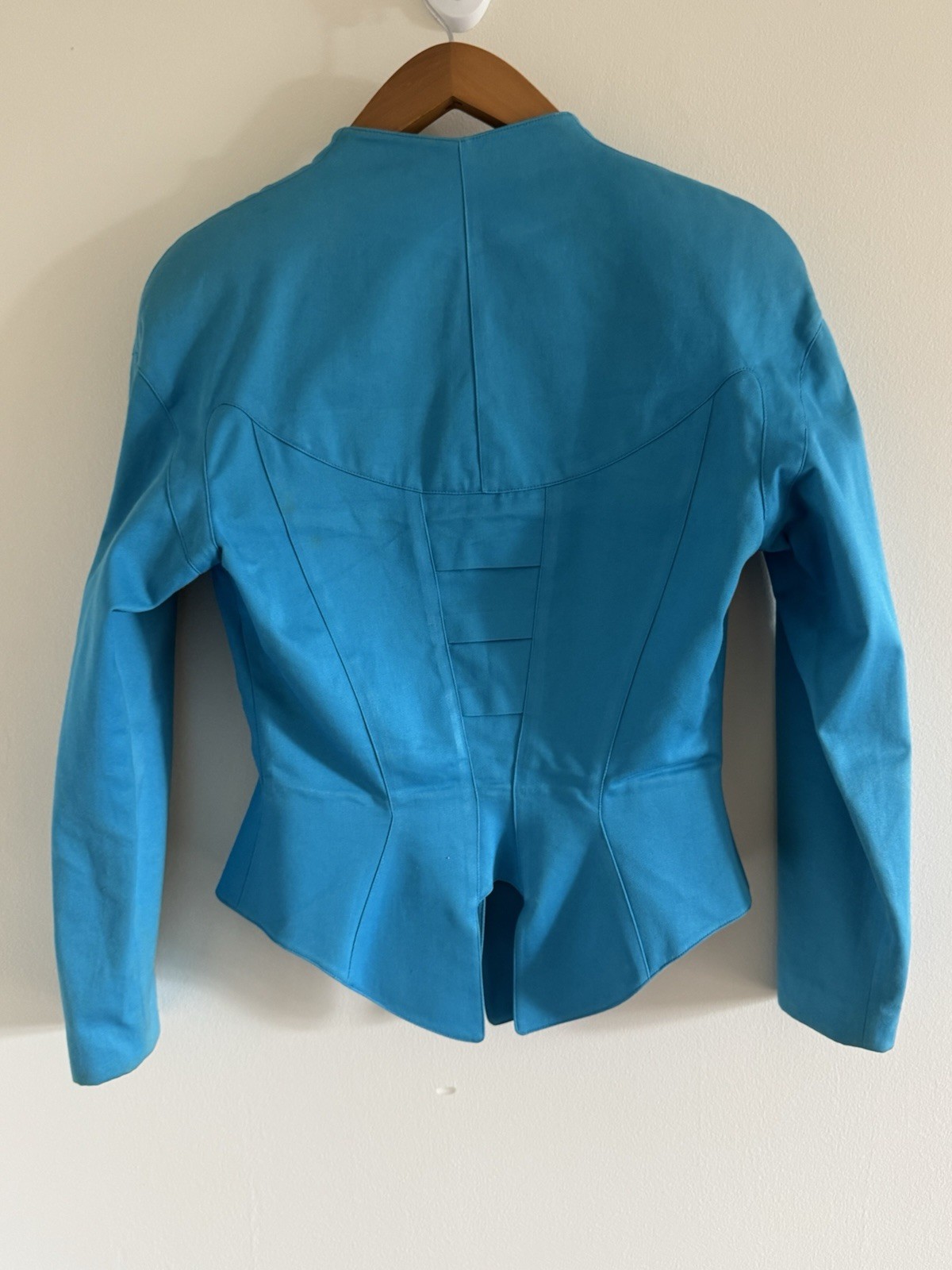 Vintage 1980’s Theirry Mugler Suit Blazer, Skirt Shark Snap Closure Peplum Waist
