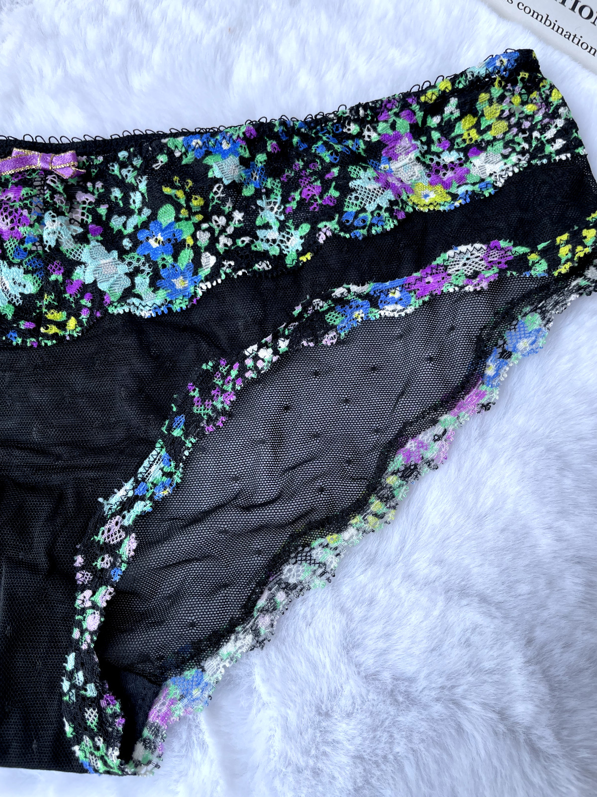 Vintage Victoria’s Secret Black Nylon Mesh Panty Sheer Bikini Sissy Briefs SZ.M