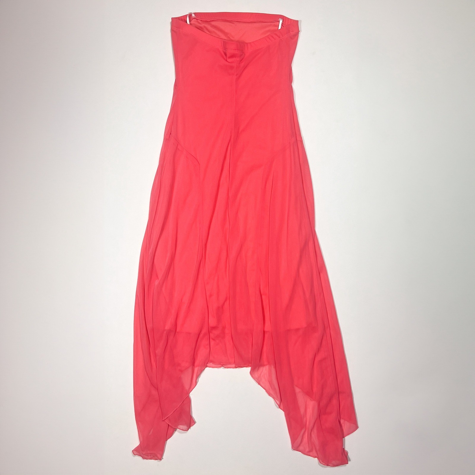 Vintage Be Smart Y2K Fairy Pink Strapless Rhinestone Handkerchief Hem Dress
