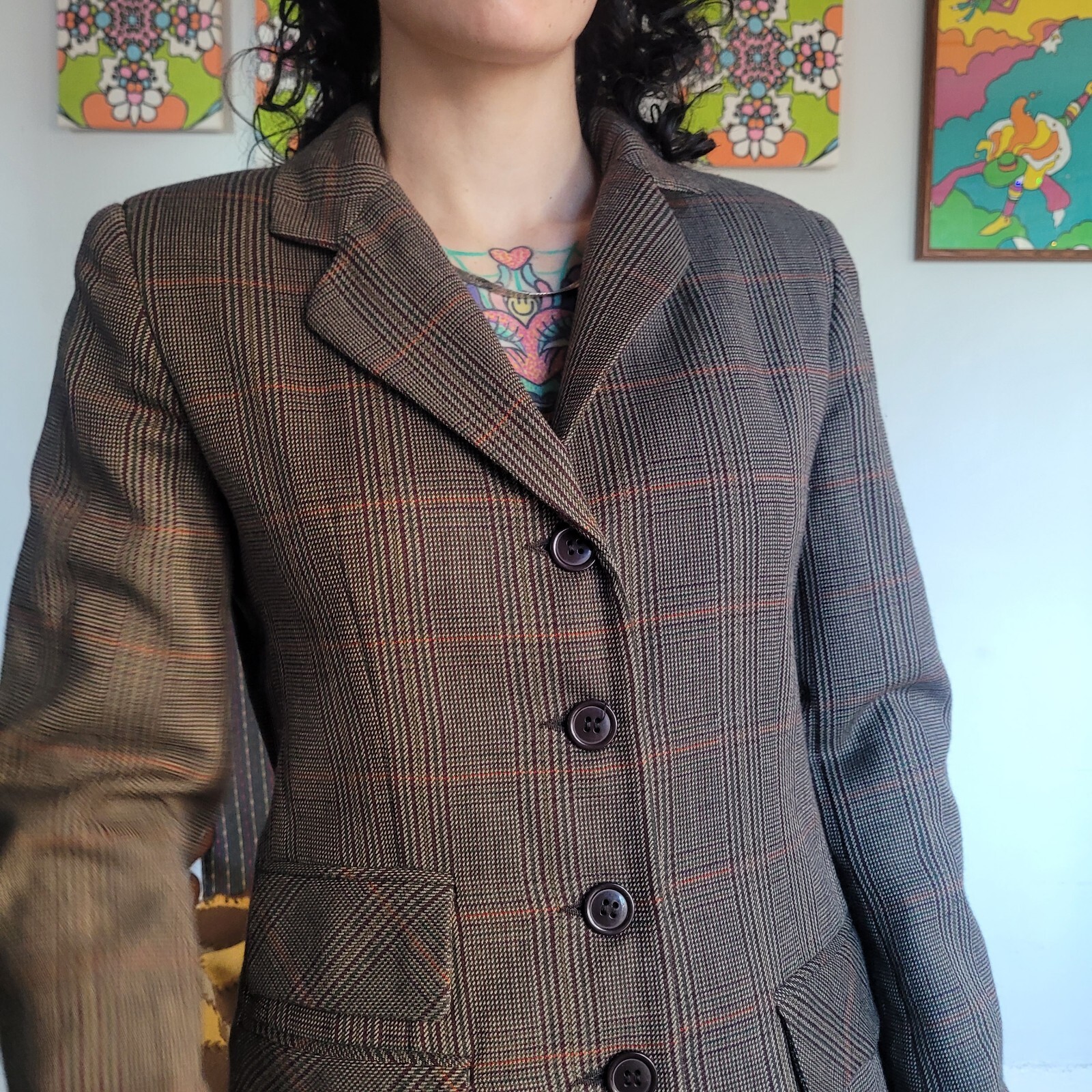 Vintage 70s Bridgetown Collection Russian Made Brown/orange Wool Blazer 8
