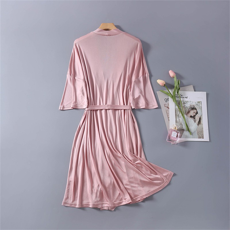 100silk Pajamas Women’s Thin Nightgown V-neck Tie Loungewear Nightdress Bathrobe