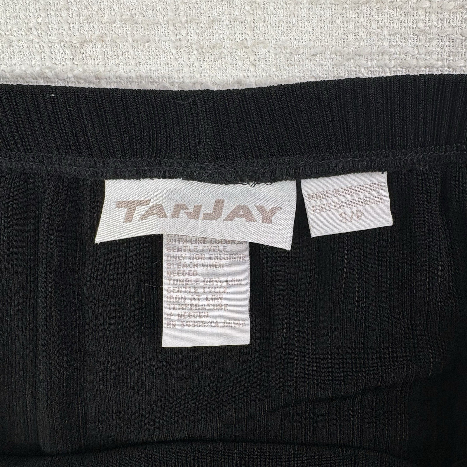 Vintage TanJay 3-Piece Set Black Ribbed Skirt Top Jacket Size S/P Beaded Neck