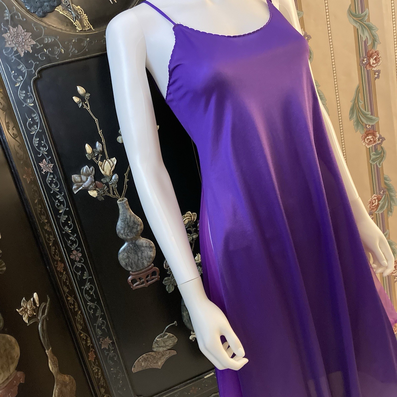 Vintage Purple Disco Silky Slip Dress