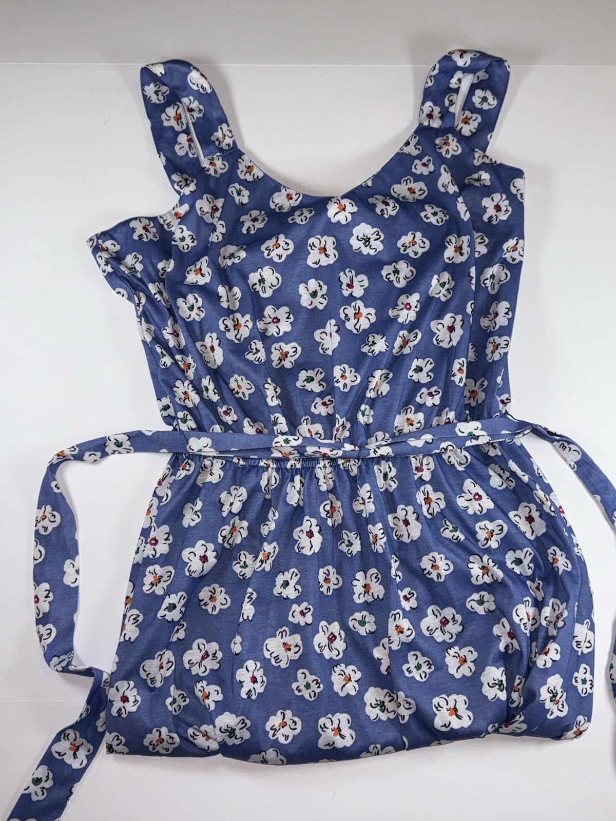 Vintage Dress Size 12 Darian Blue With Colorful Flowers Cinch Waist Floral 90’s