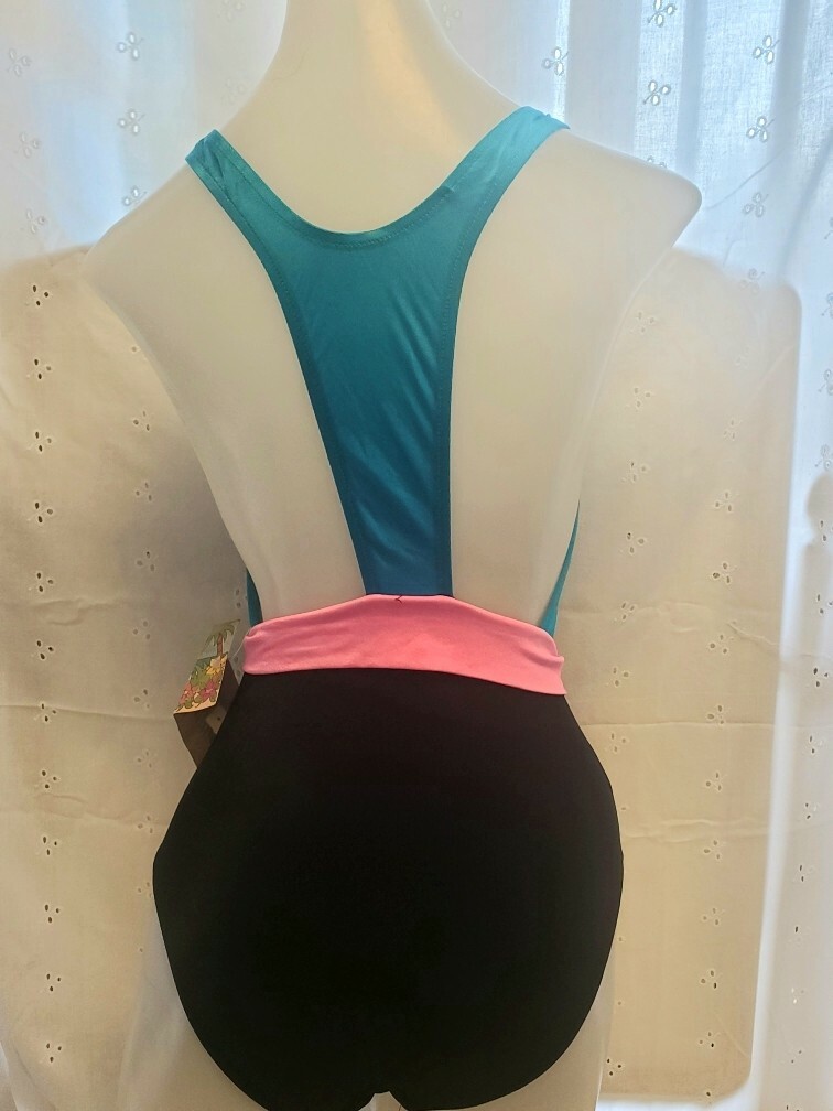 Vintage NEW totally RAD 80s Swimsuit High Waist with Strappy Back Retro