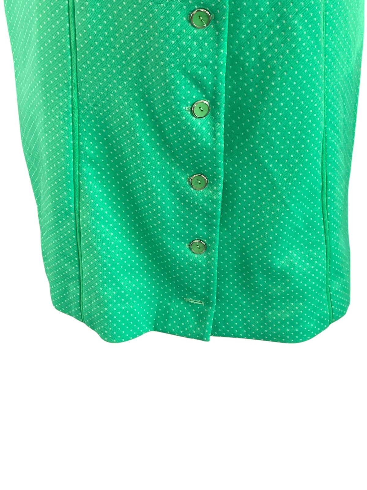 VTG Women’s Lorac Originals Green Polka Dot Shirt Dress USA Union 70’s