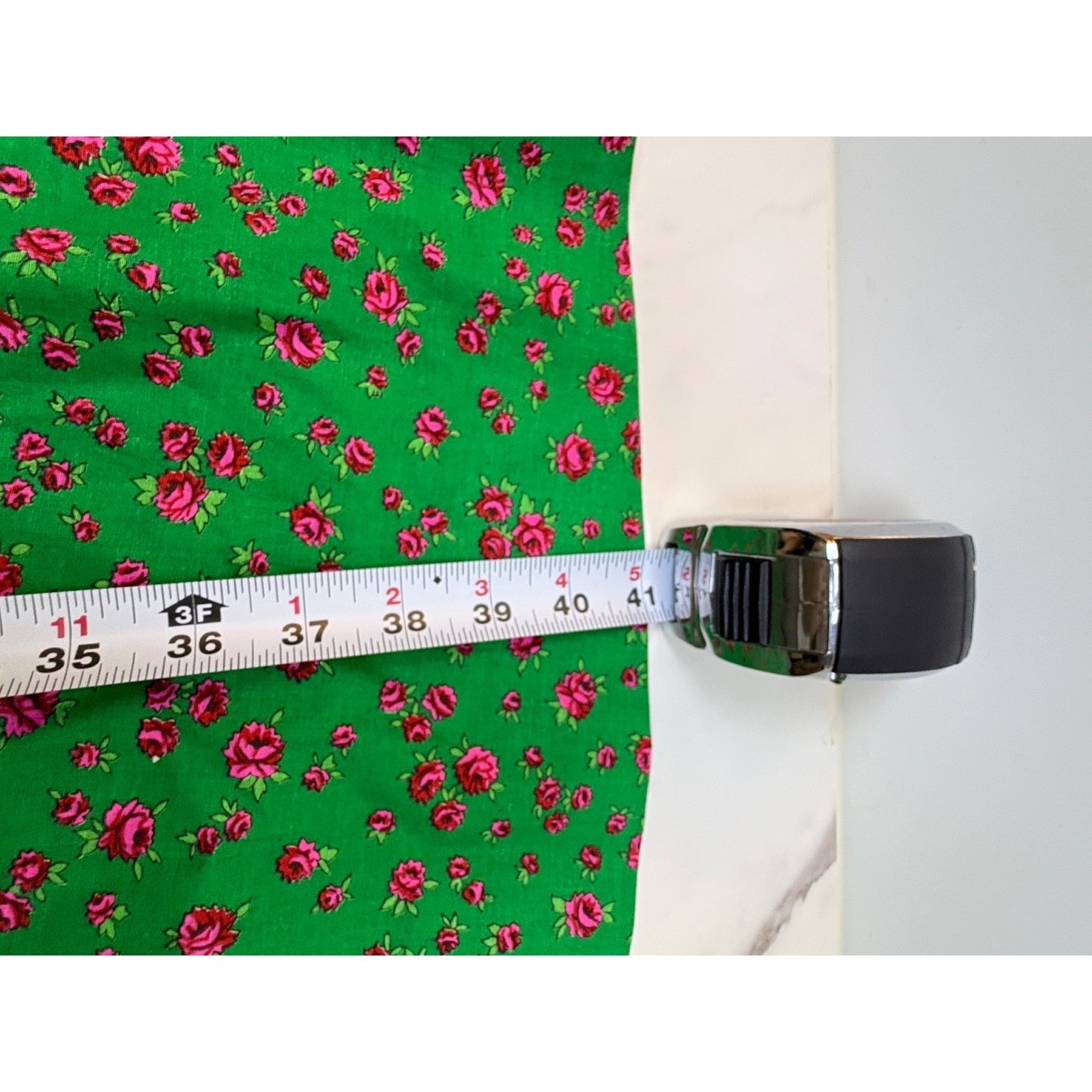 Lanz Original Vintage Green Pink Floral Rose Midi Dress Size 5/6 Cottagecore