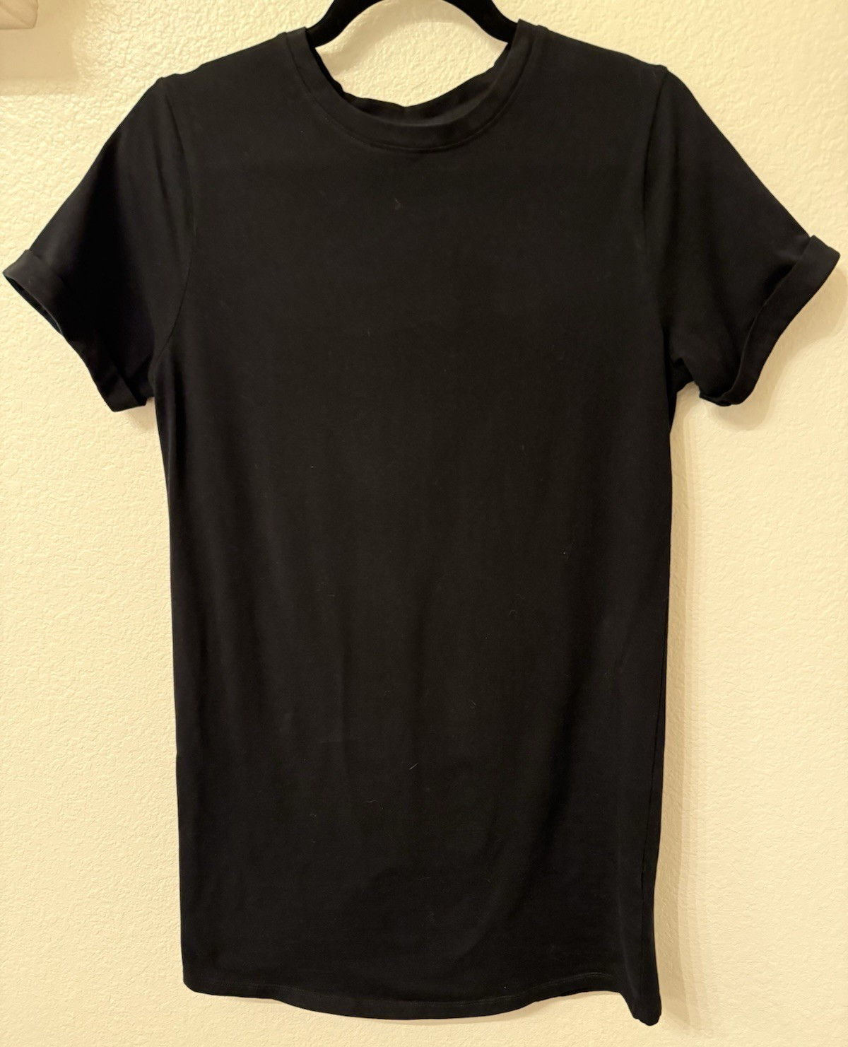 Twik par Simons Black Organic Cotton Jersey Crew Neck Rolled Sleeve Tee Dress XS