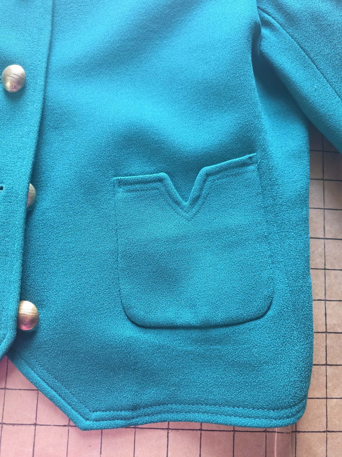 VTG Herbert Grossman Talbots Teal Green 100% Wool Skirt Suit Set Sz 14 Fits M/L