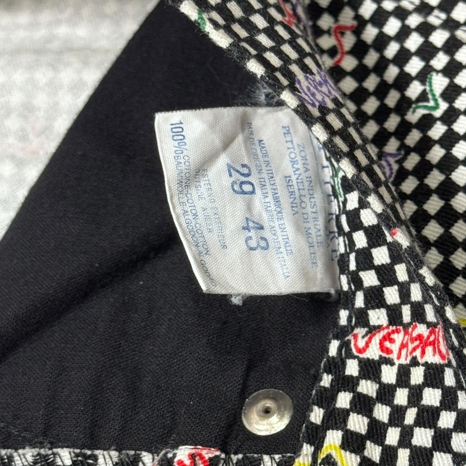 1990s Gianni Versace Era Jeans Checkerboard Bermuda Shorts Size 29 Fits 27