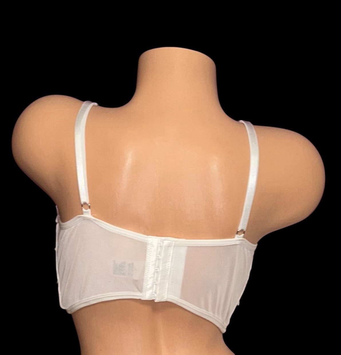 White Gold Metallic Embroidery Sheer Floral Corset Bustier Bra Womens L New