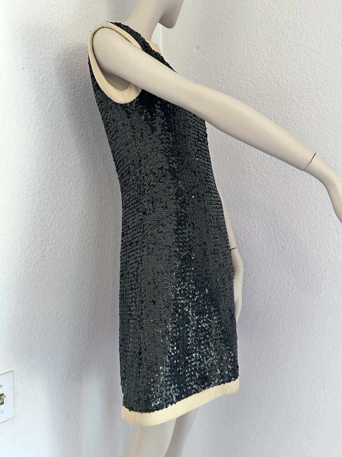 Vintage 1960s JEAN PATOU (KARL LAGERFELD?) SPARKLING SEQUINS WOOL SHIFT DRESS