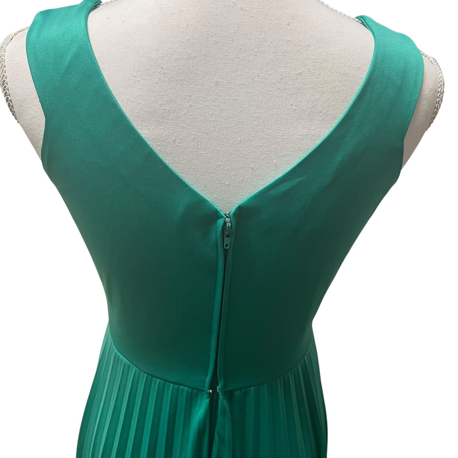 Vintage 1970’s Jac-An Green Pleated Maxi Dress Sleeveless **Please Read**