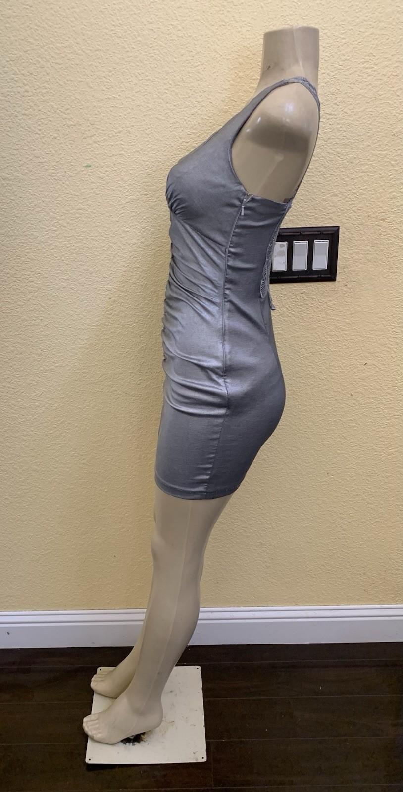 VTG NWT Jessica McClintock Size 2 Silver Ruched Mini Dress