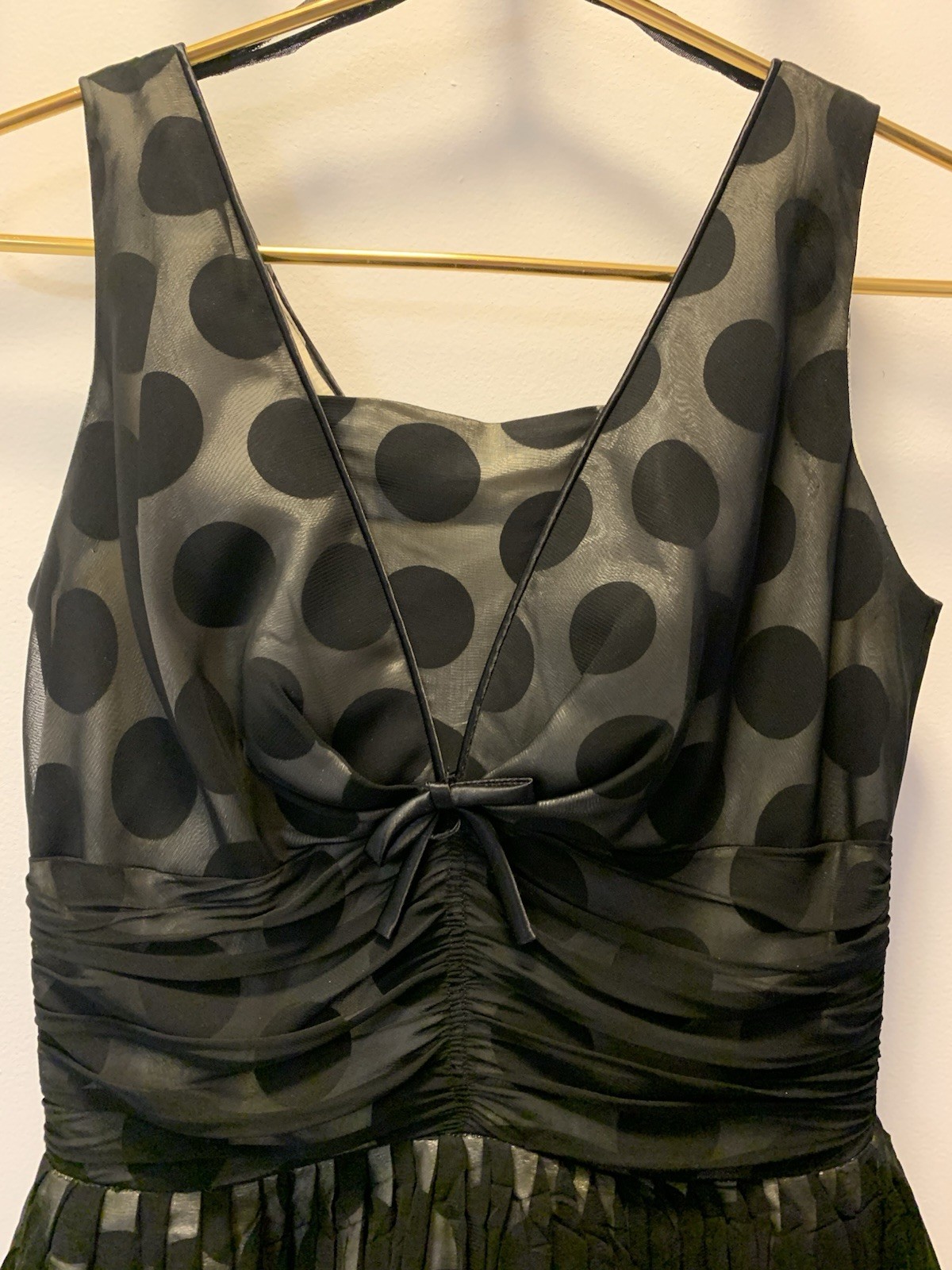 Vintage 1950’s Polka Dot Evening Gown Cocktail Black XS 32 X 24