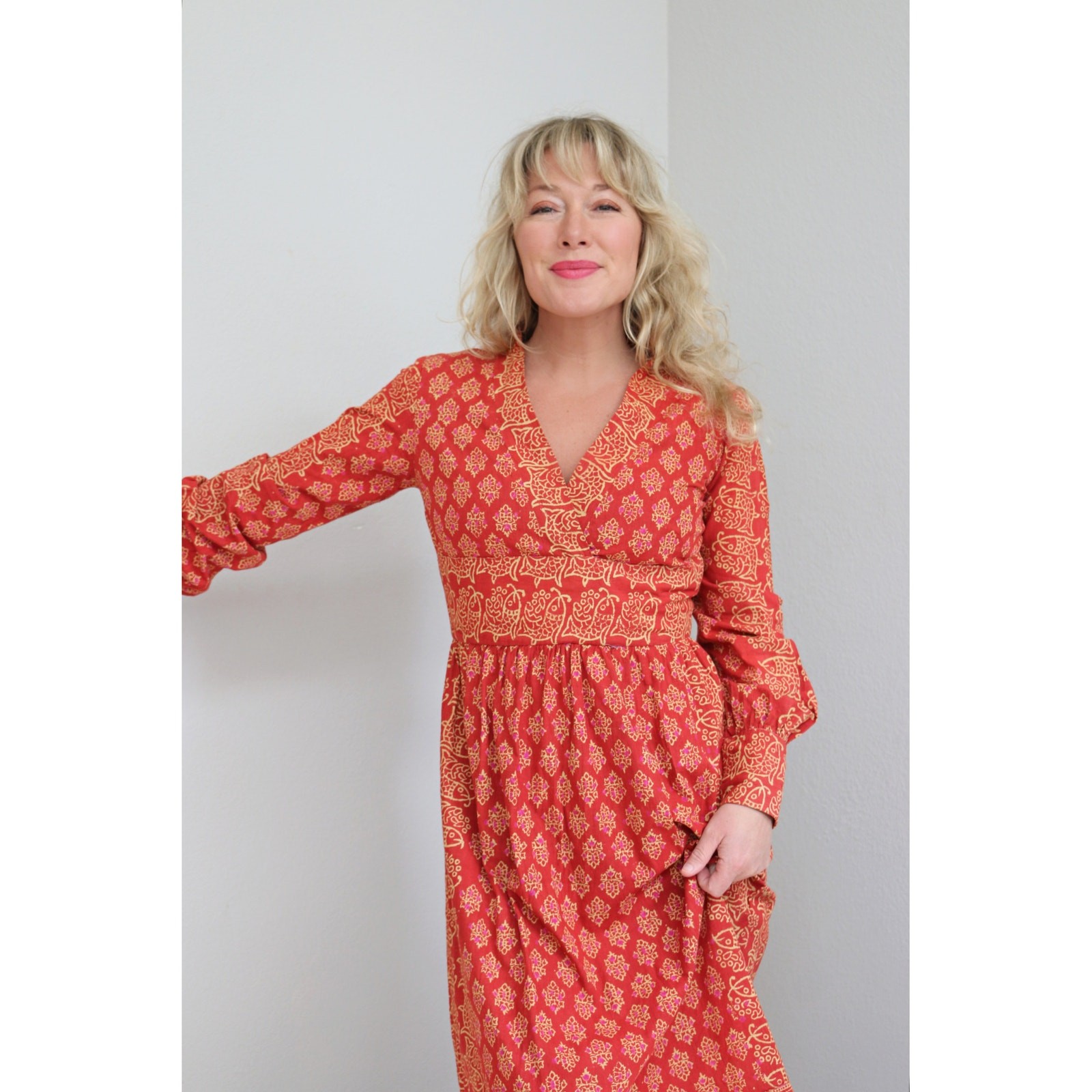 1970’s Vintage Indian Imported Batik Cotton Block Print Dress ~ Women’s XS SM