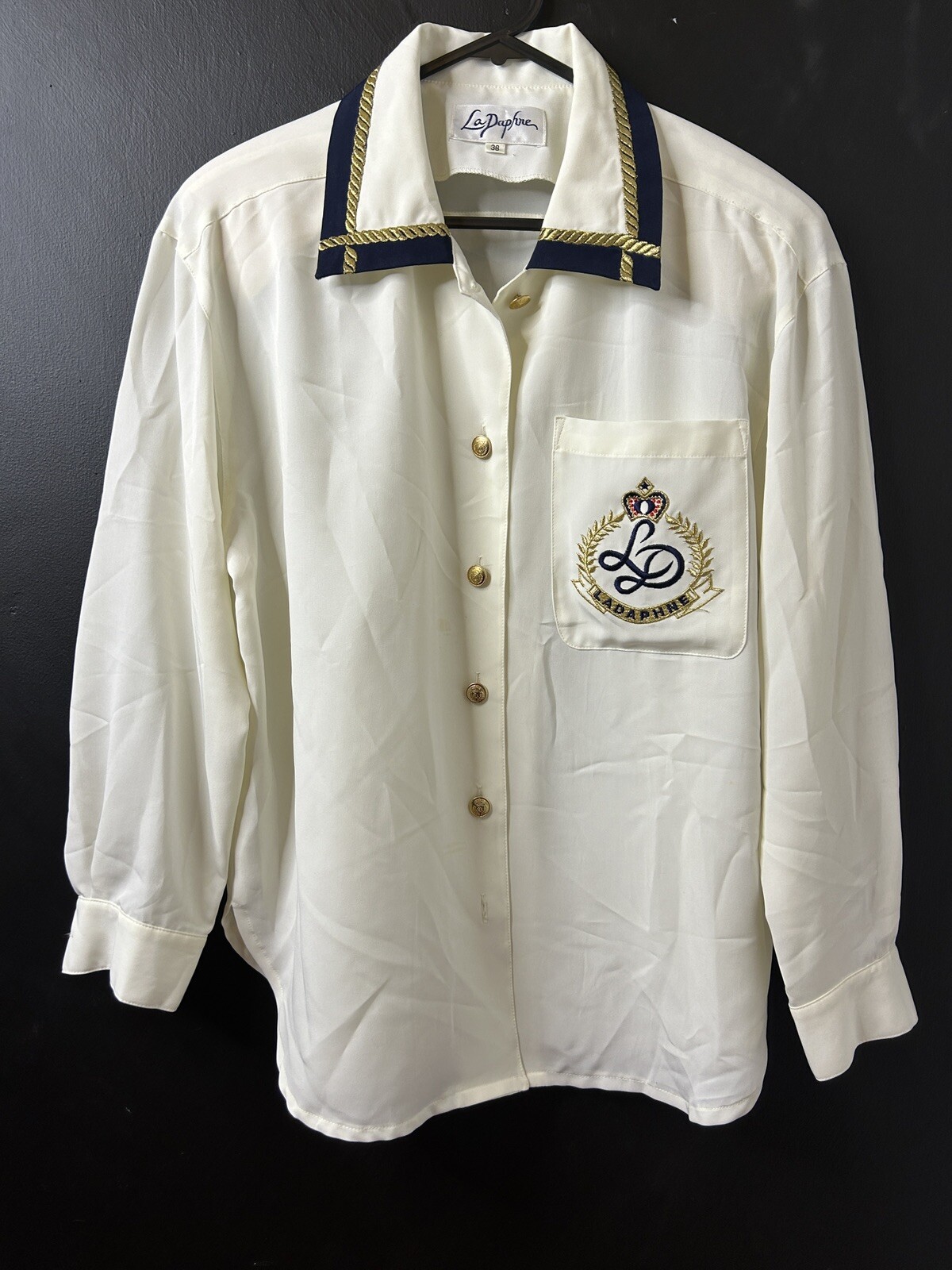 Vintage 1980’s Women’s Embroidered Button Down Shirt Sailor Shirt AU 14