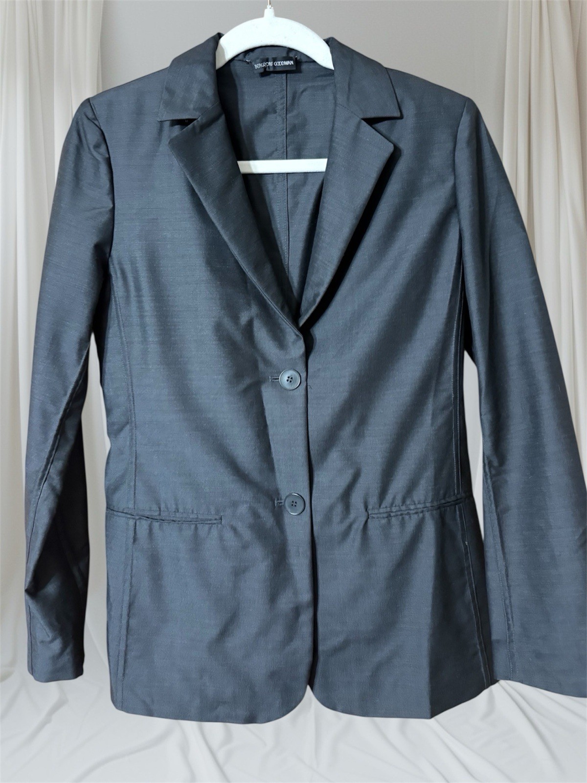 vtg bergdorf goodman Women’s Slate Grey Blazer Silk Wool Blend Women’s XS