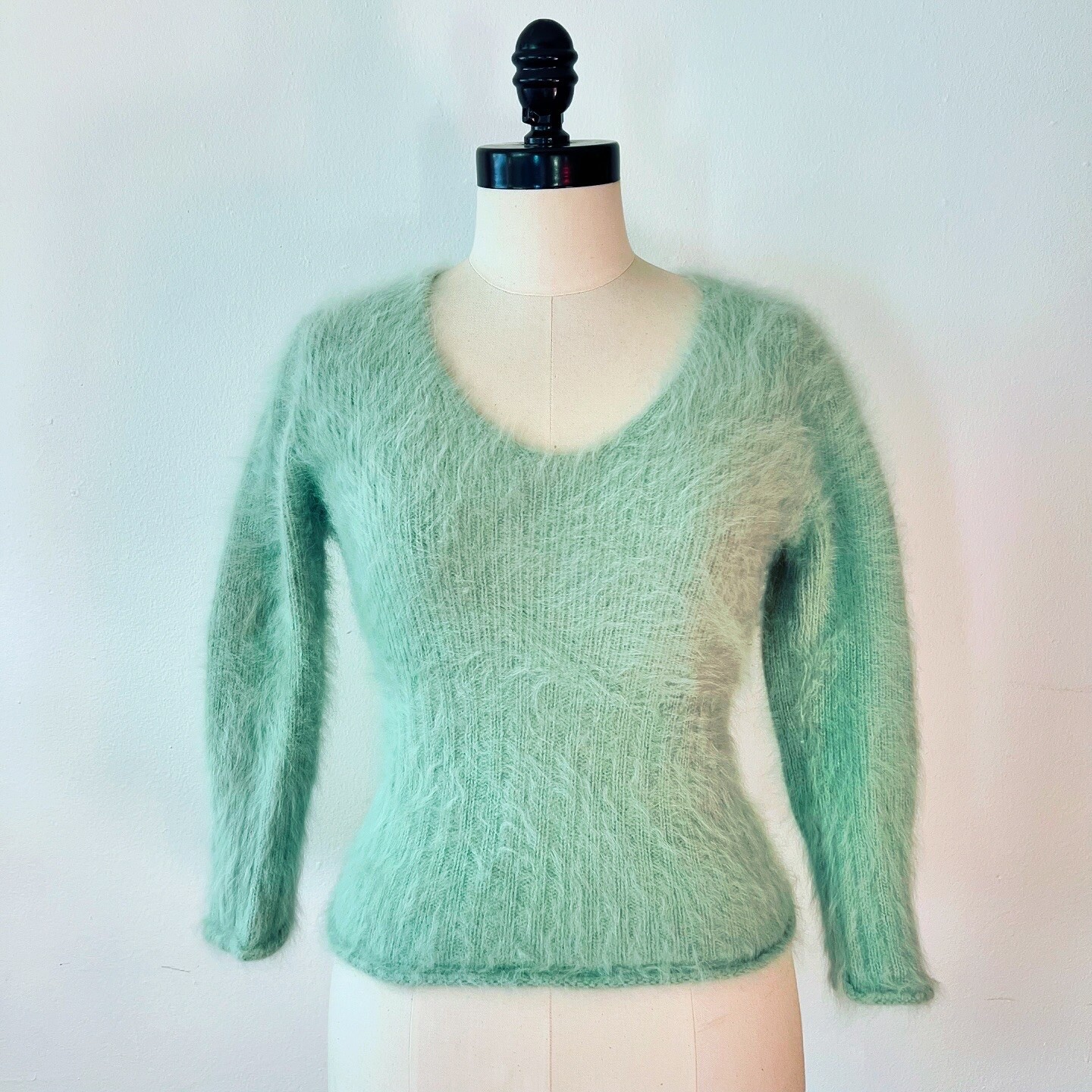FLUFFY MINT GREEN 90s 1990’s Vintage Retro Grunge Fairycore Angora Sweater M