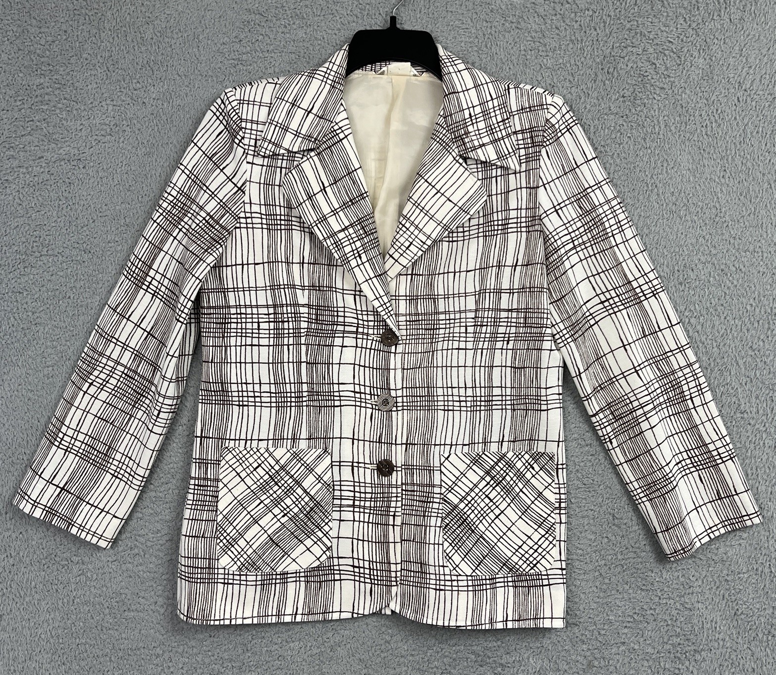 Vintage 60s 70s Koret Poly Knit Blazer Womens VTG Tag 14 Mzrs 19.75″ PTP MOD USA