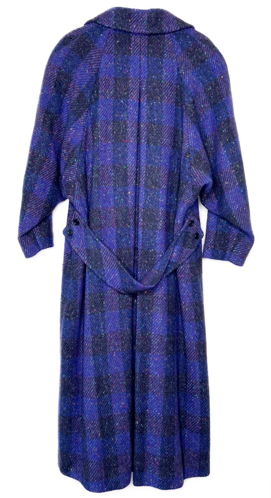 Vintage Jimmy Hourihan Sz 8 Purple Plaid Long Coat Wool Speckle Tweed Ireland