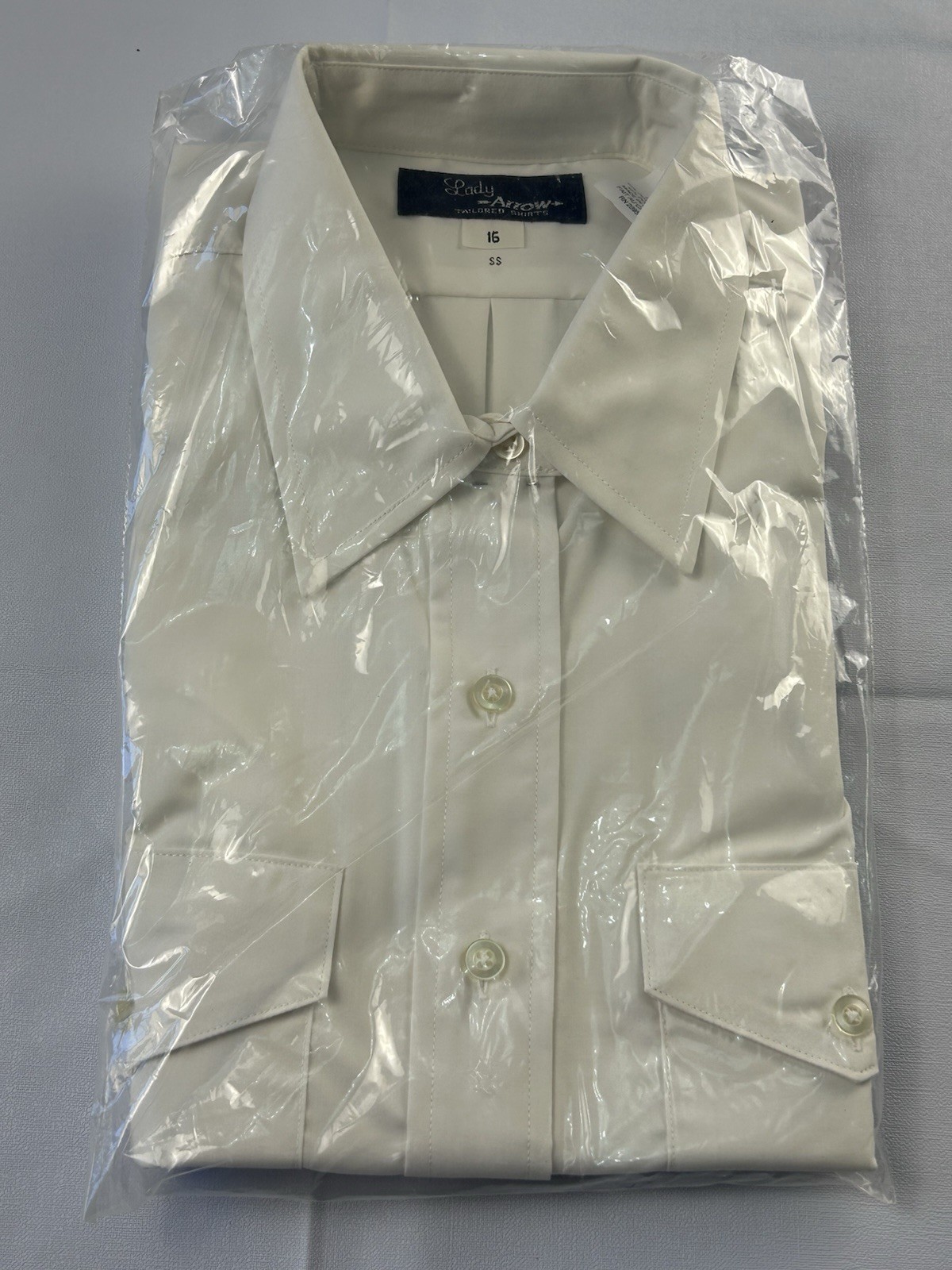 Lady Arrow Vintage Blouse Size 16 Ivory Button Front Made in Canada Classic NOS