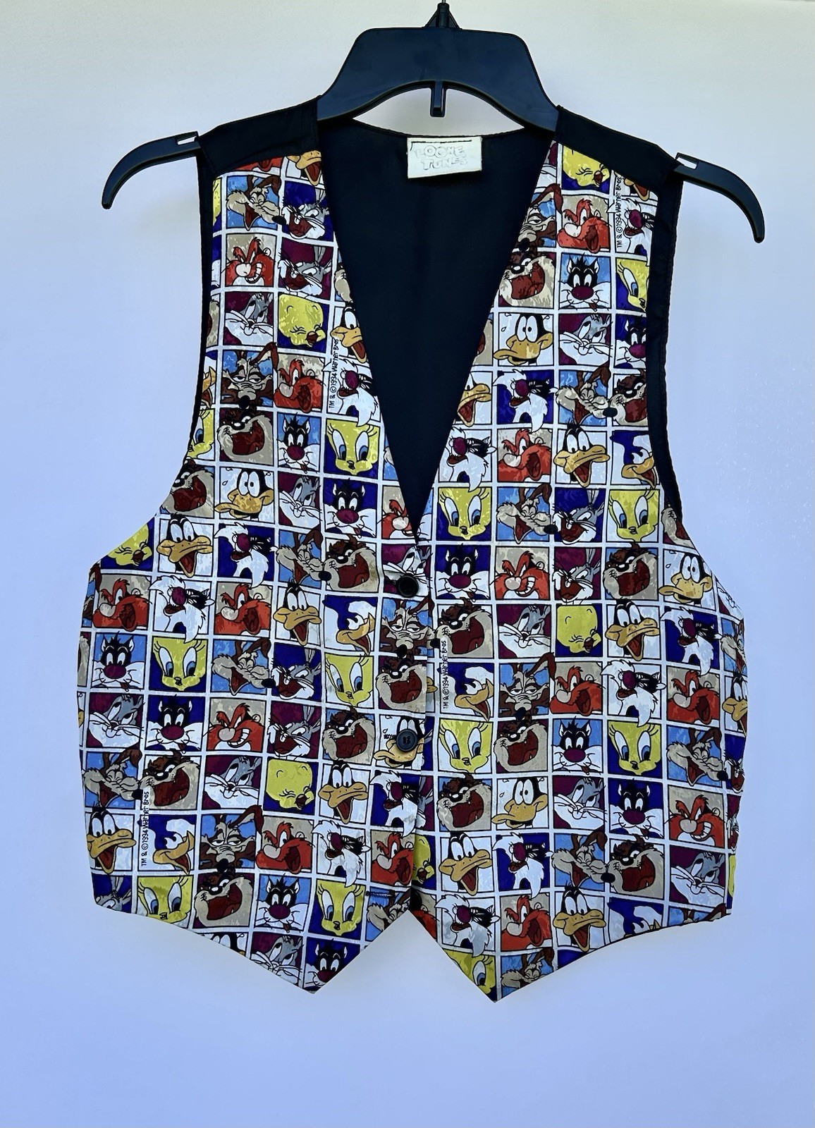 Looney Tunes Vintage Tweety Bird Sylvester Daffy Cartoon Tie Back Vest One Size