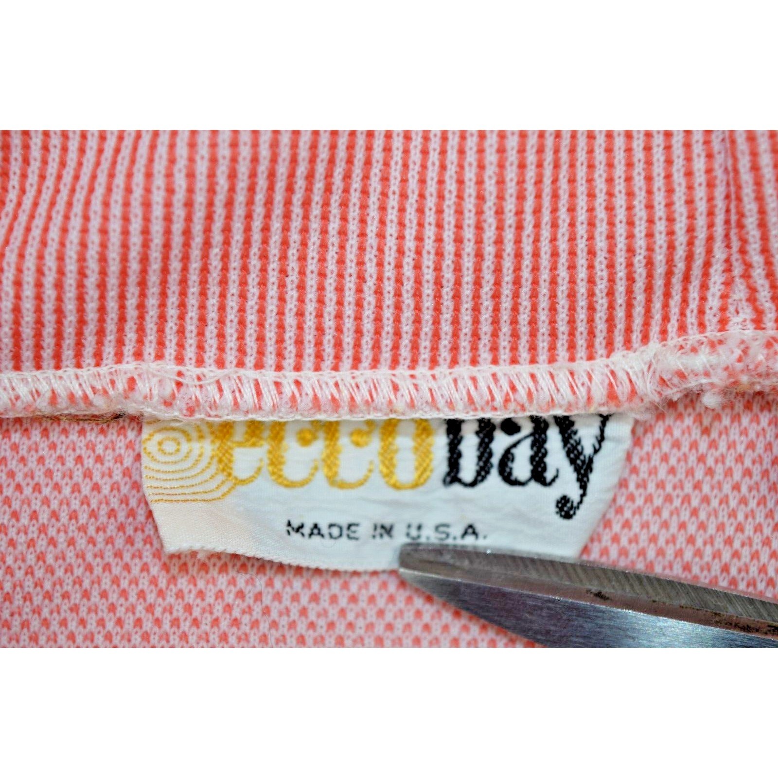 Vintage Top Pants Set Ecco Bay Size S 70s Red White Candy Stripe Polyester