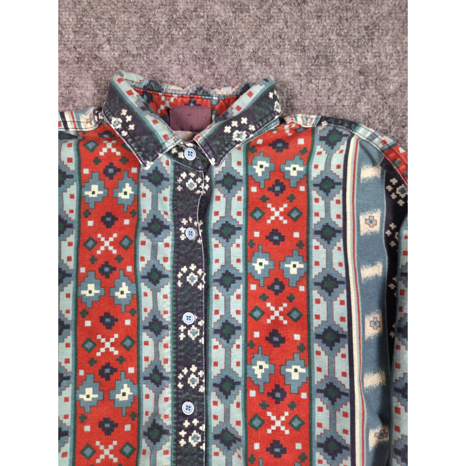 Vintage 90s Woolrich Button Down Shirt Womens S Multi Color Southwestern Aztec