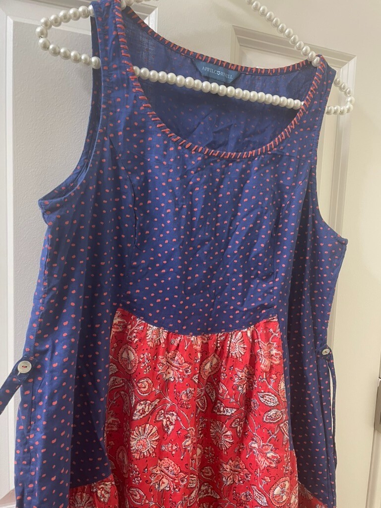 APRIL CORNELL dot Floral Cottage core Garden Party Casual sundress xxs