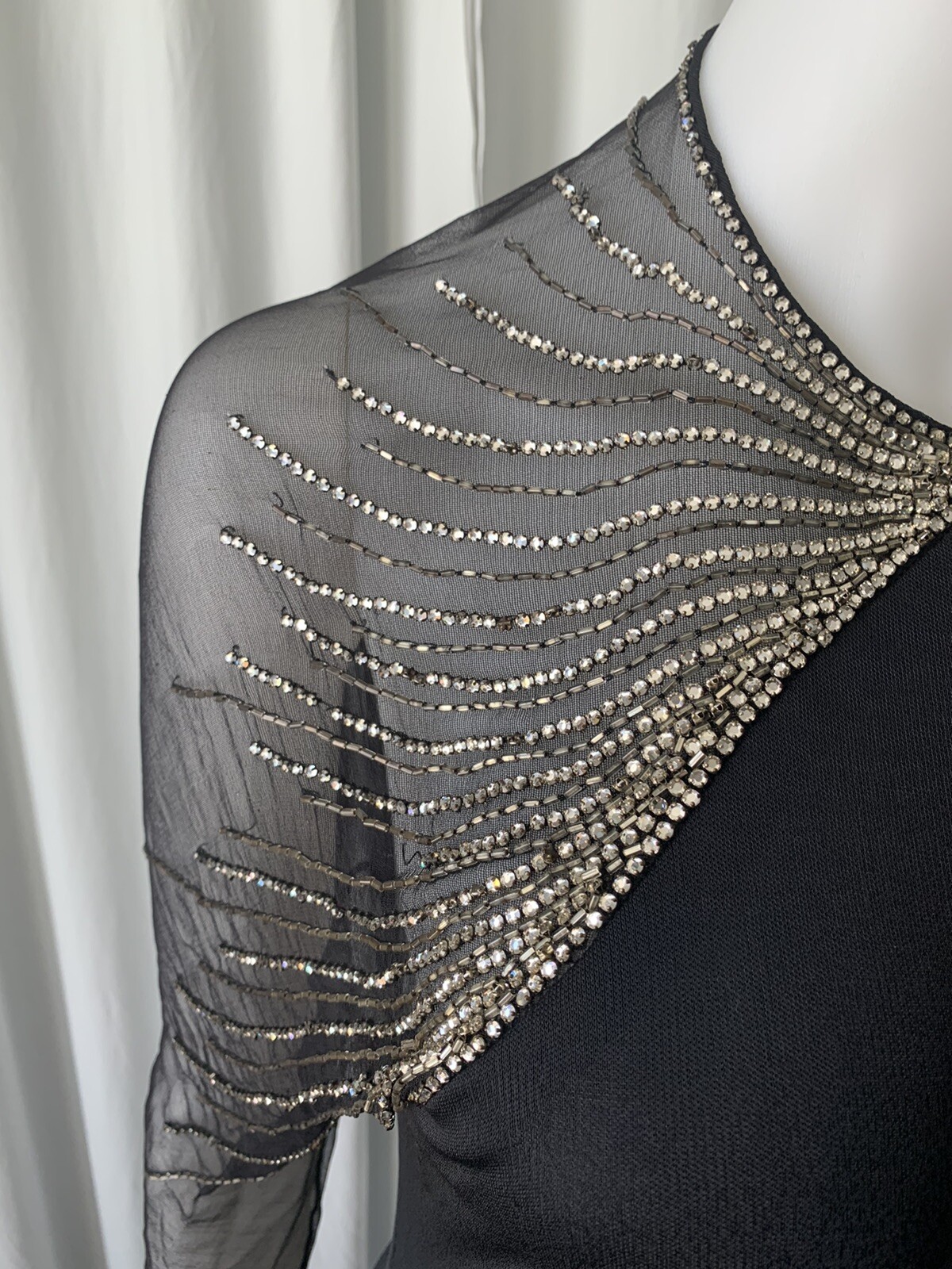 Vintage 70s Molli par is Matte Jersey With Rhinestones Embellishments Size S