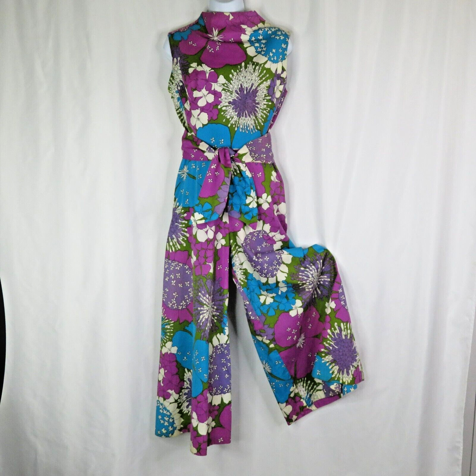 Alice Polynesian Fashions Barkcloth Palazzo Jumpsuit Vintage Hawaiian Romper