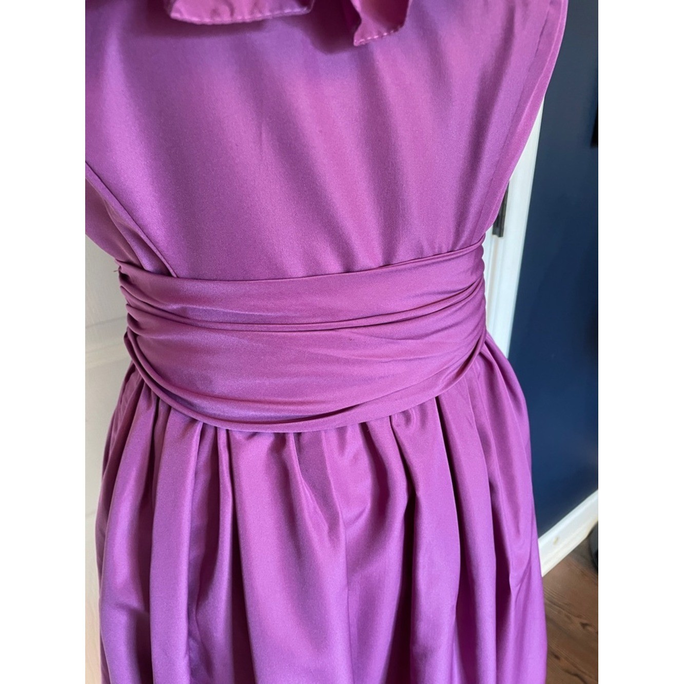 Vintage Handmade Ruffled Maxi Dress Magenta Full Skirt Size 4