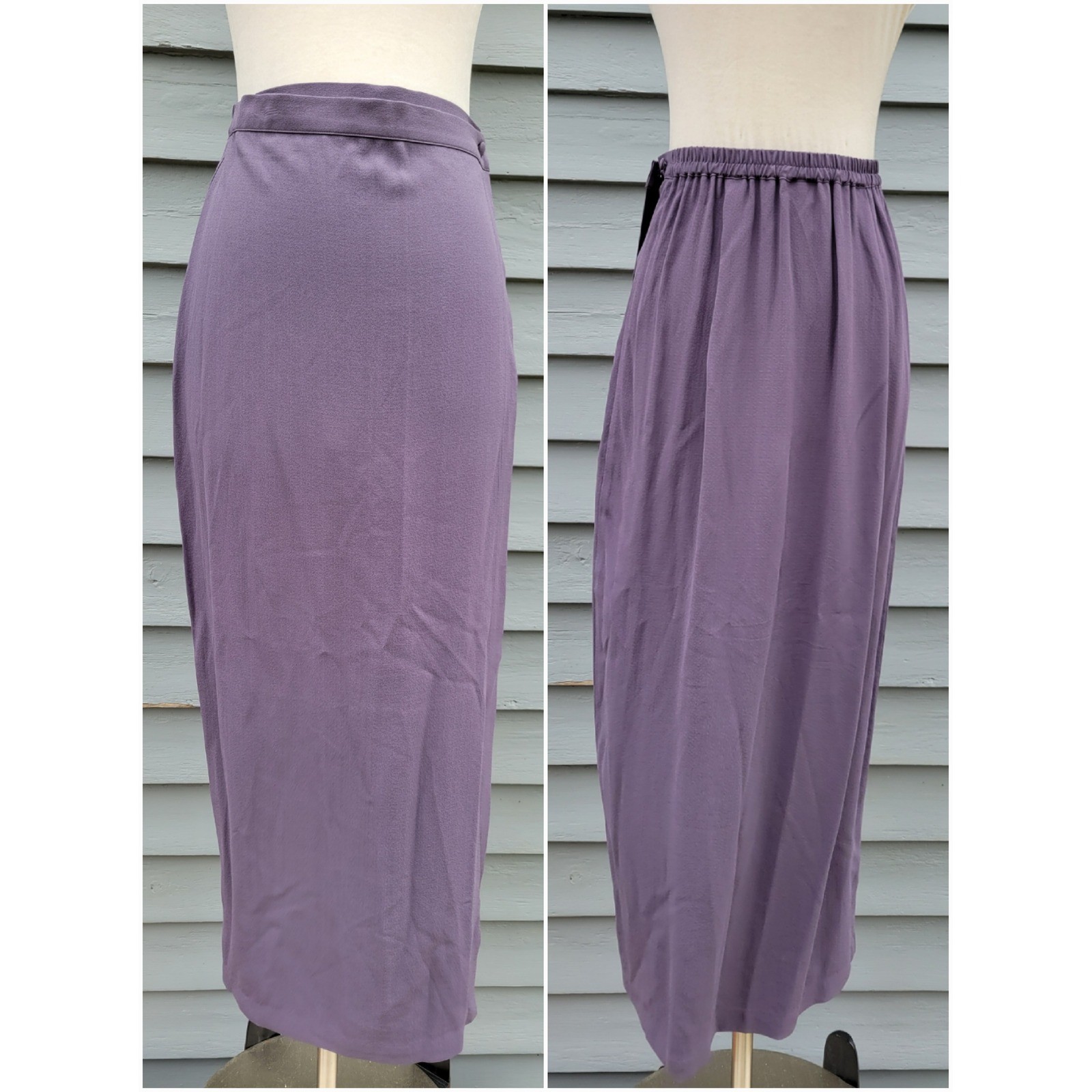 Eileen Fisher 3 Piece Skirt Set Purple 100% Silk Cardigan Shell Maxi Skirt Sm
