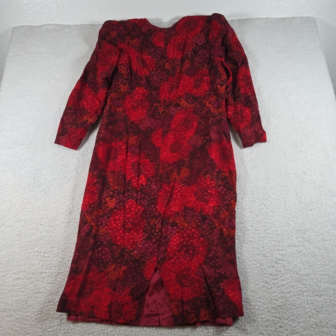 Vintage Louis Feraud Abstract Art Elegant Dress Silk Women’s US 14 Length 44″