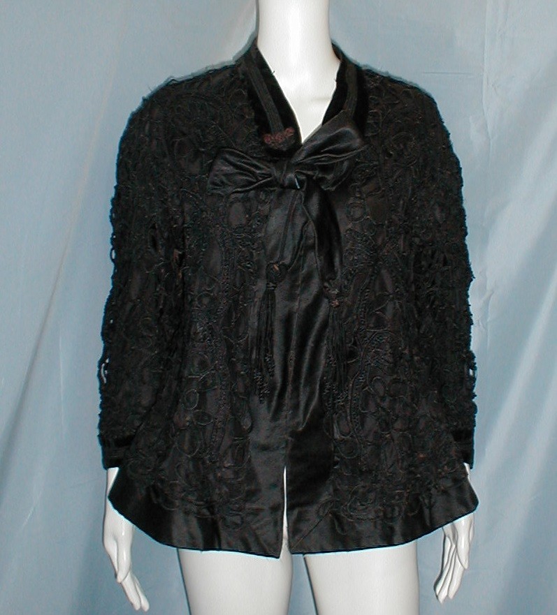 Regal Antique Dress Jacket Edwardian 1912 Black Satin and Lace